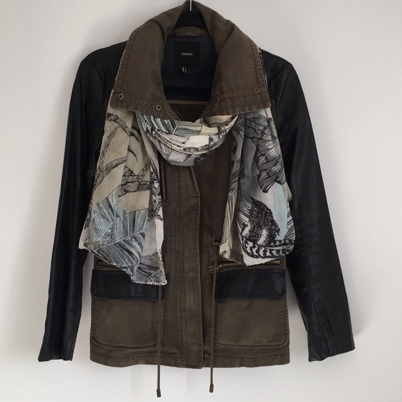 Military Jacket with Faux Leather - Picture 3 of 3